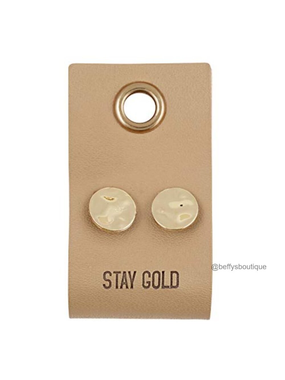 Gold Stud Earrings Nickel-Free Circle Hand Hammered Women's Jewelry